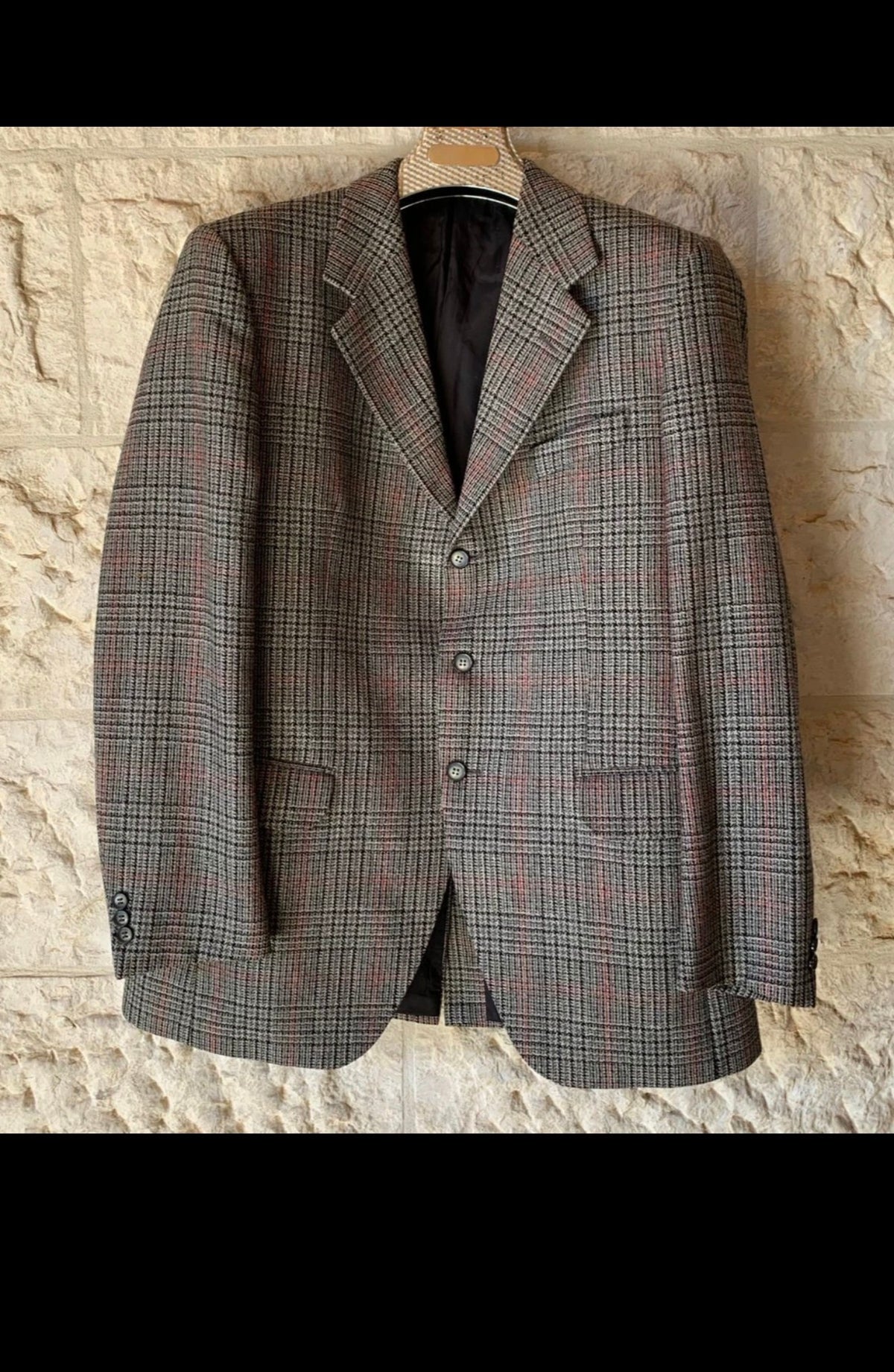 1970s Vintage pure wool handwoven tweed glen check hunting jacket blazer 40R