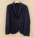 Classic Guess wool linen cotton blend navy herringbone jacket blazer 42R 42L