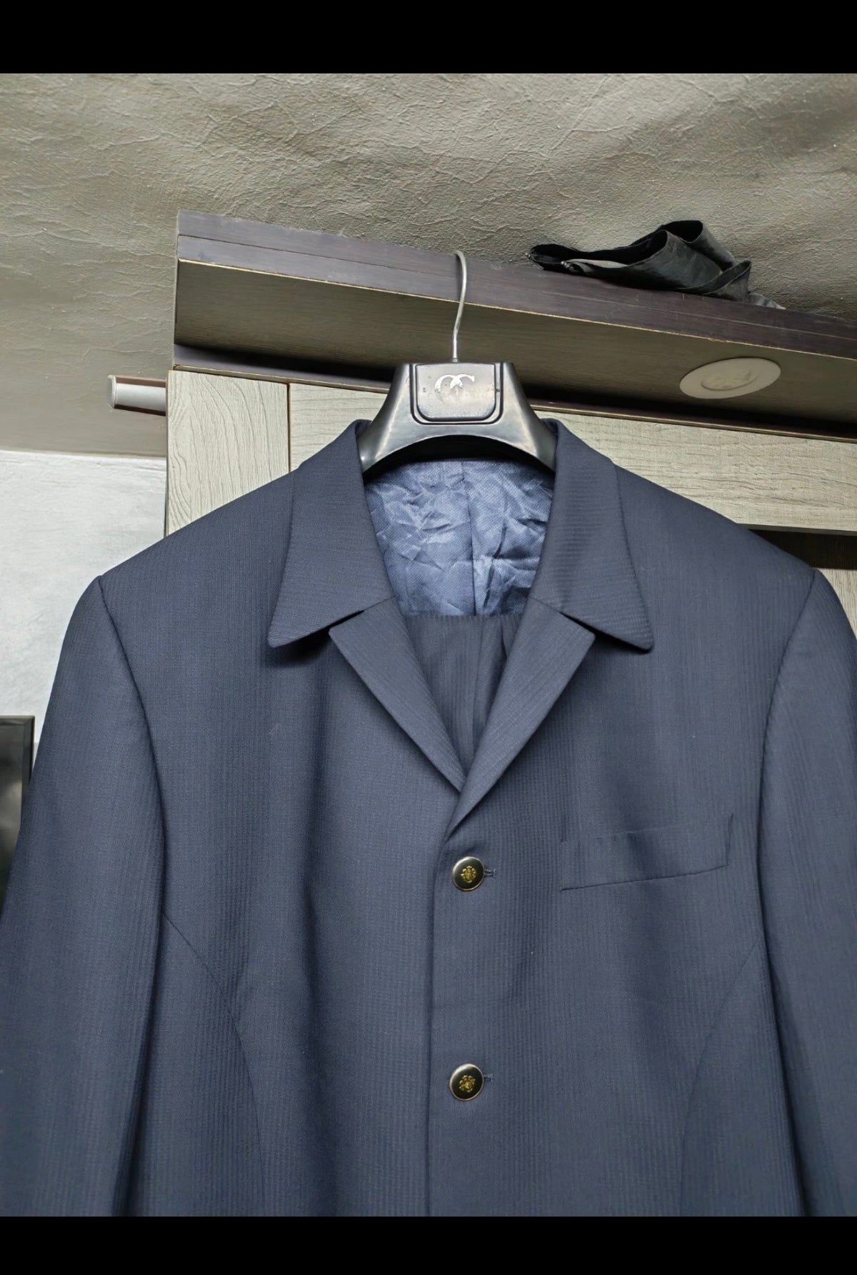 Vintage Superfine pure wool classic silver button navy Leisure suit 44L 44R