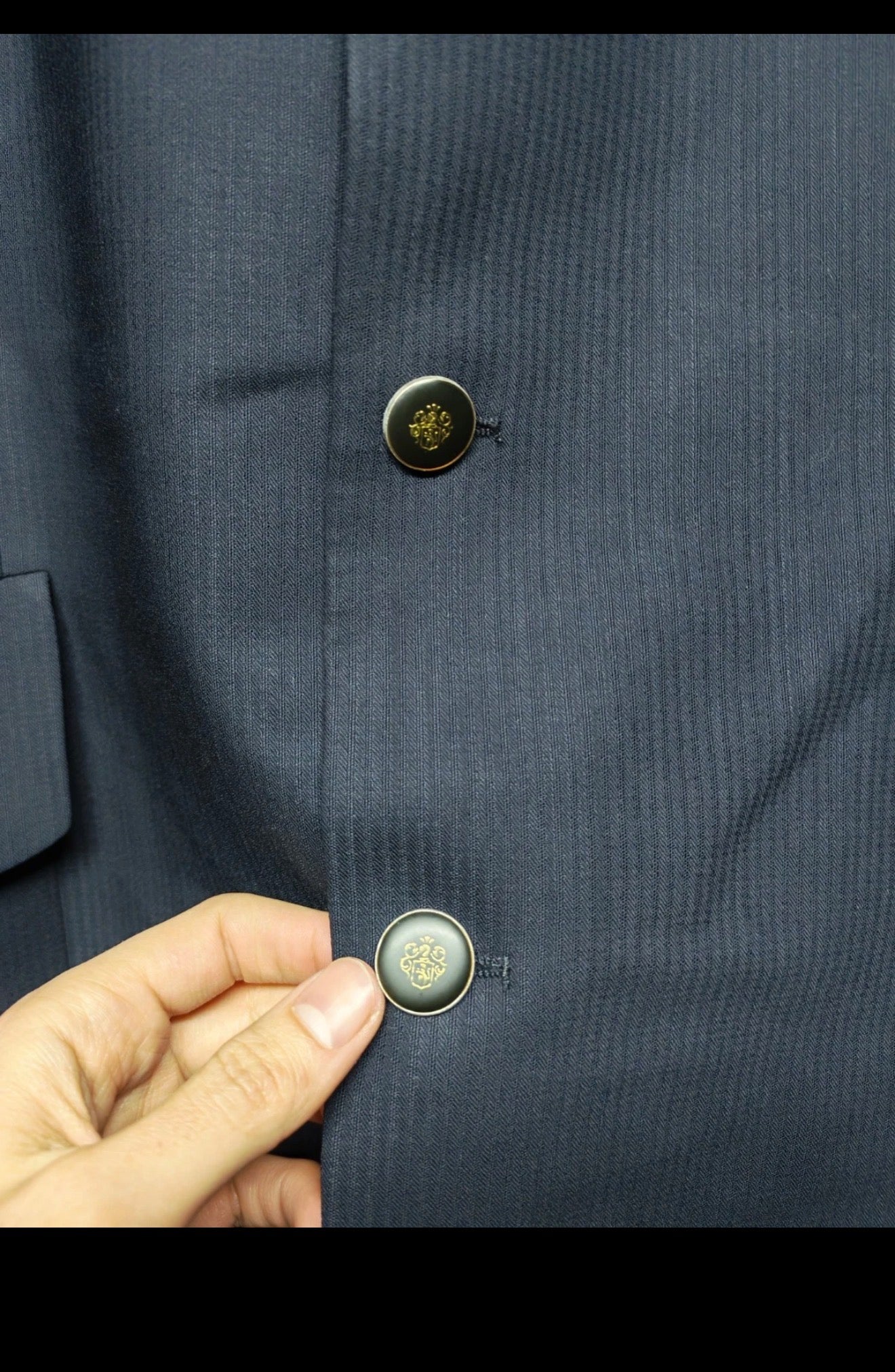 Vintage Superfine pure wool classic silver button navy Leisure suit 44L 44R
