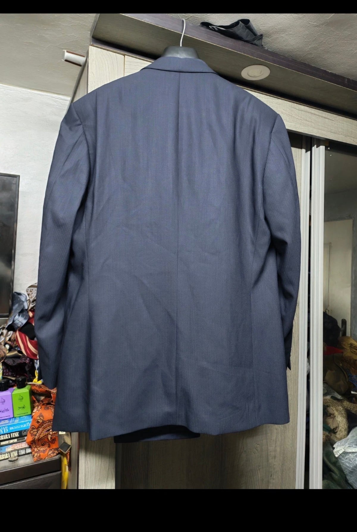 Vintage Superfine pure wool classic silver button navy Leisure suit 44L 44R