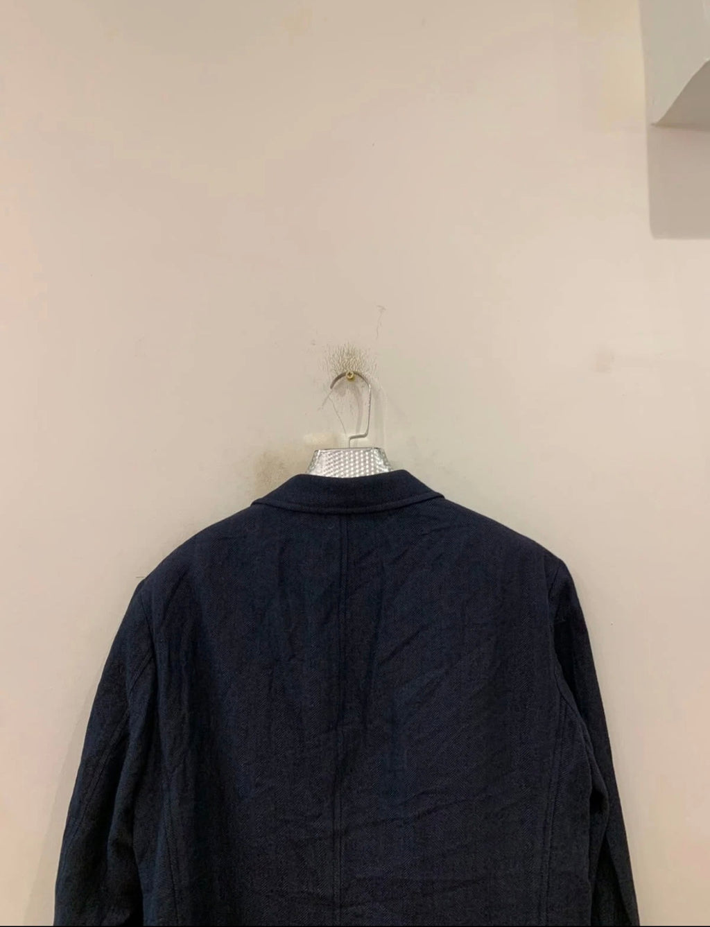 Classic Guess wool linen cotton blend navy herringbone jacket blazer 42R 42L