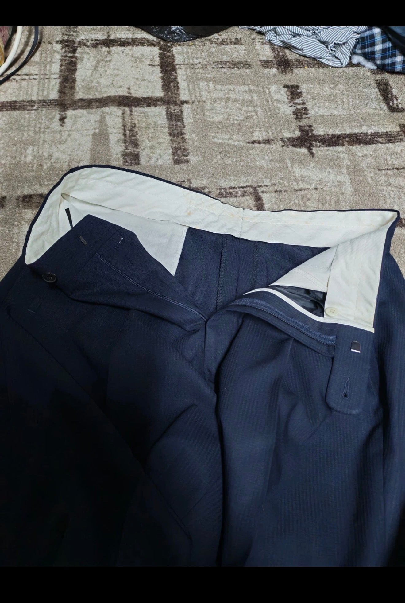 Vintage Superfine pure wool classic silver button navy Leisure suit 44L 44R