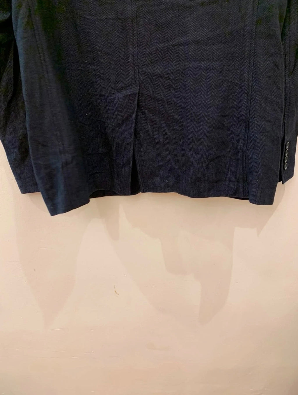 Classic Guess wool linen cotton blend navy herringbone jacket blazer 42R 42L