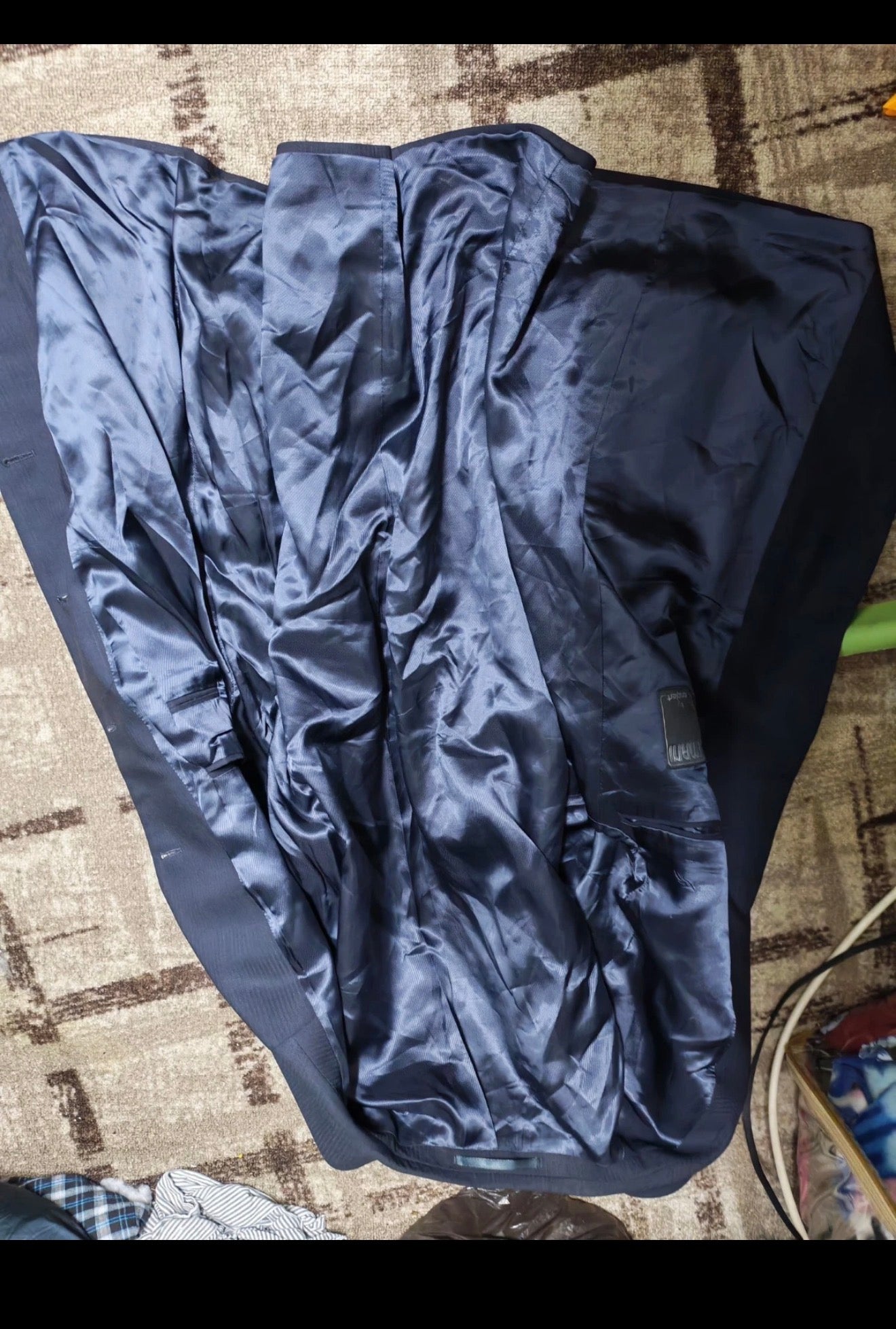 Vintage Superfine pure wool classic silver button navy Leisure suit 44L 44R