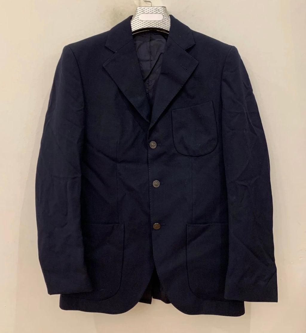 1970s Vintage pure wool classic silver button navy jacket blazer 38R