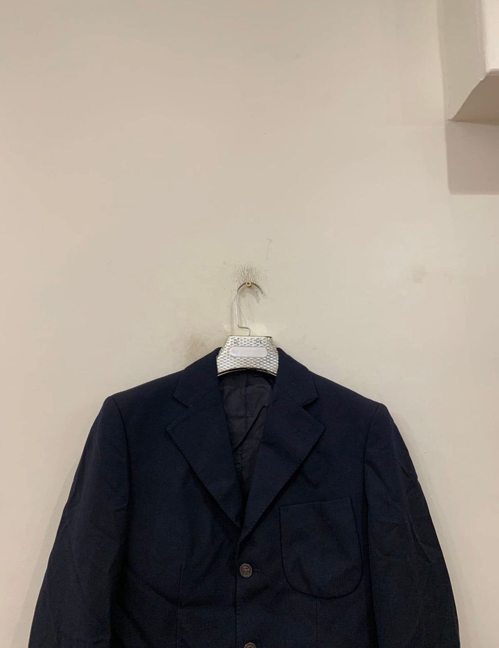 1970s Vintage pure wool classic silver button navy jacket blazer 38R