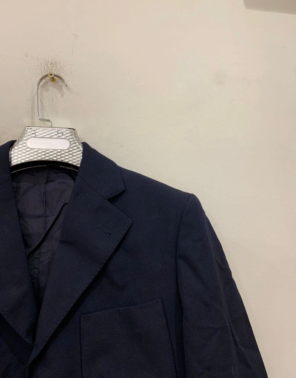 1970s Vintage pure wool classic silver button navy jacket blazer 38R