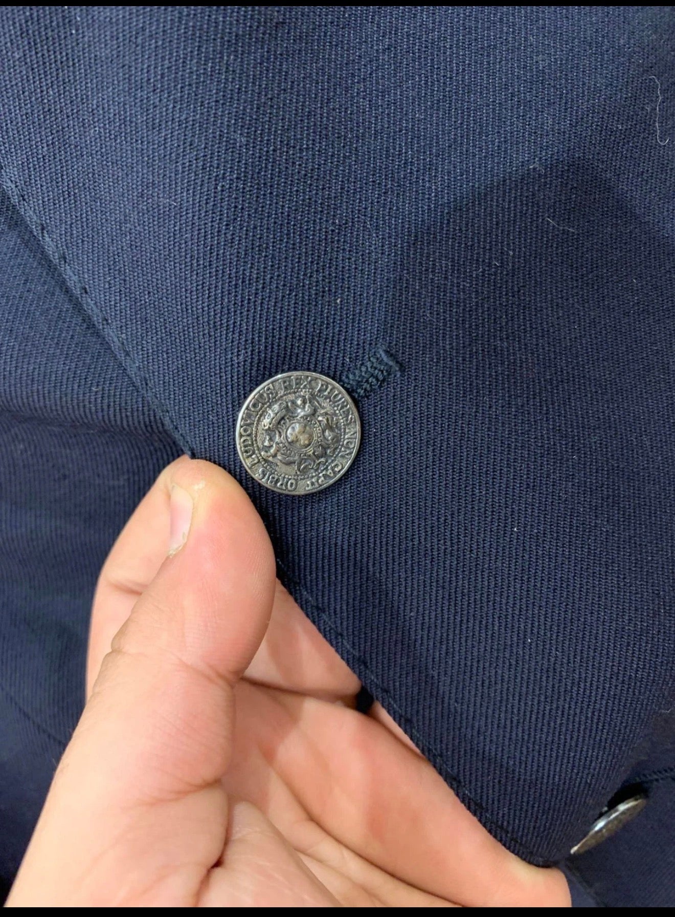1970s Vintage pure wool classic silver button navy jacket blazer 38R