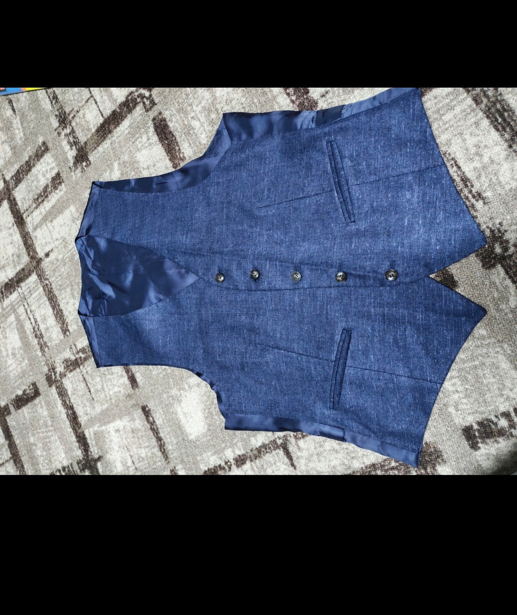 Suitsupply Lazio cloth E. THOMAS Wool Silk Linen blue slim 3 piece suit 36R 38R
