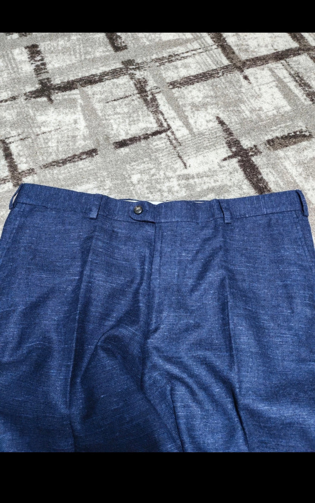 Suitsupply Lazio cloth E. THOMAS Wool Silk Linen blue slim 3 piece suit 36R 38R