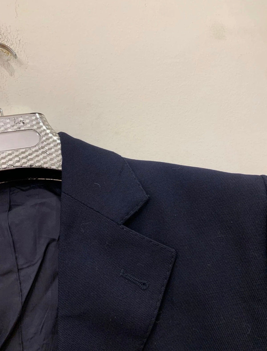 1970s Vintage pure wool classic silver button navy jacket blazer 38R