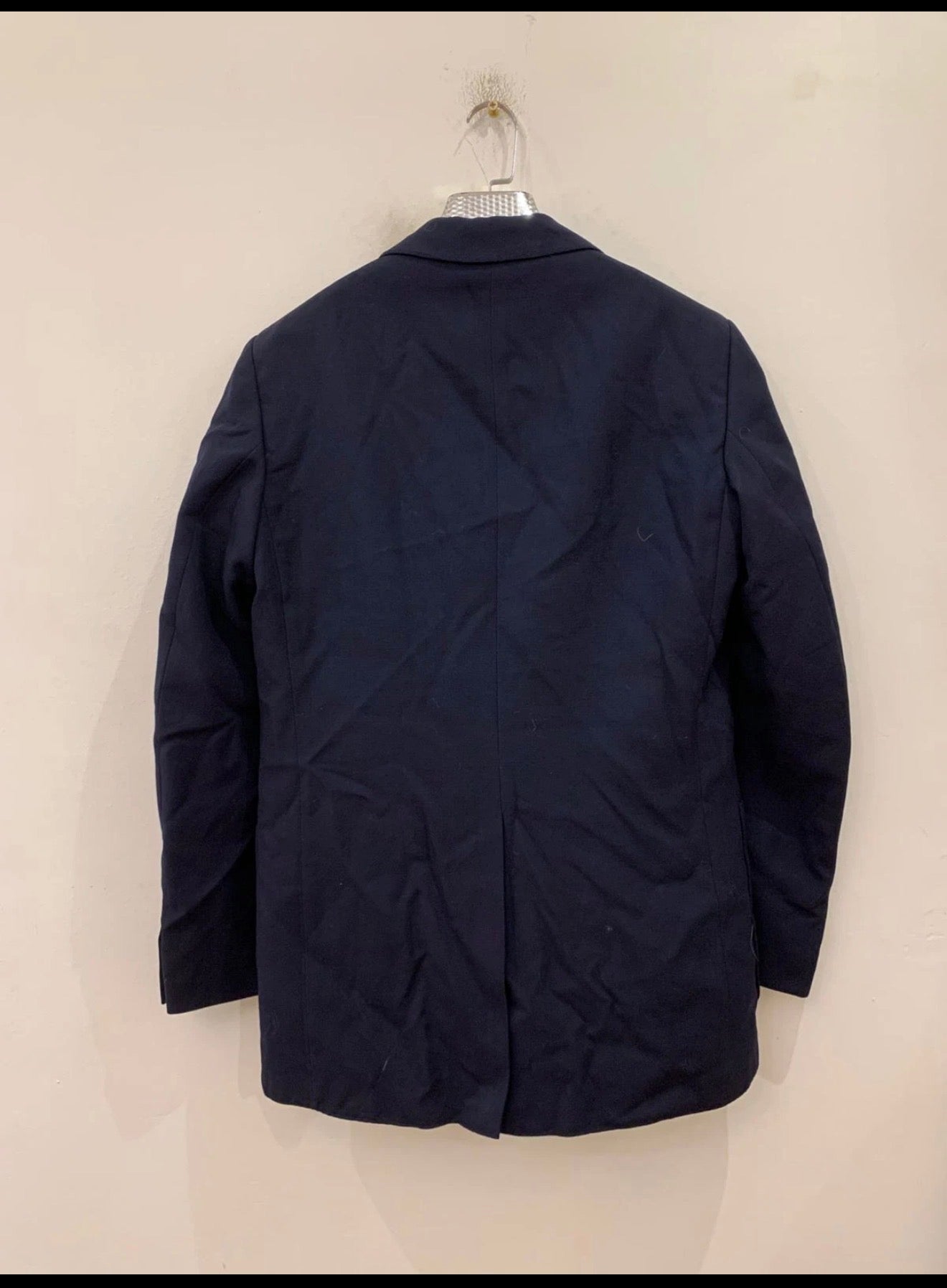 1970s Vintage pure wool classic silver button navy jacket blazer 38R