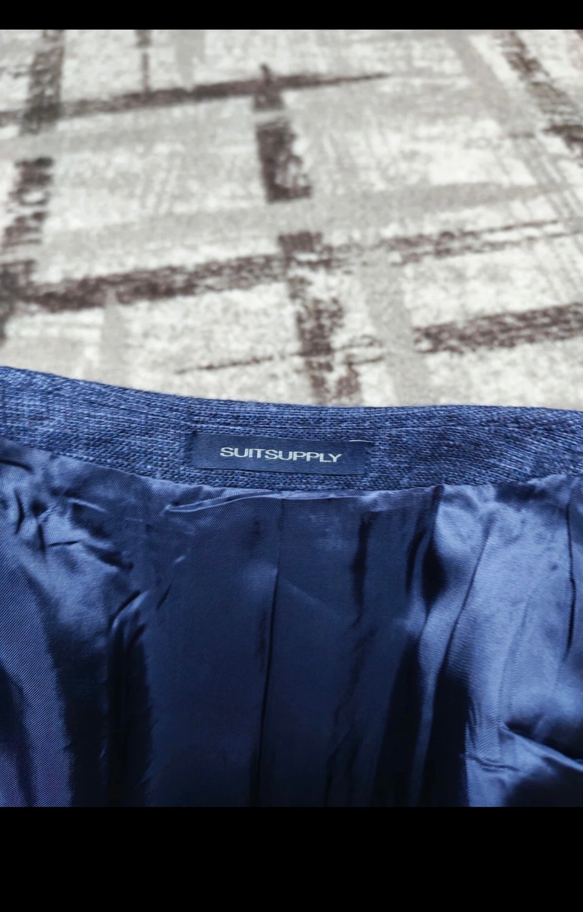 Suitsupply Lazio cloth E. THOMAS Wool Silk Linen blue slim 3 piece suit 36R 38R
