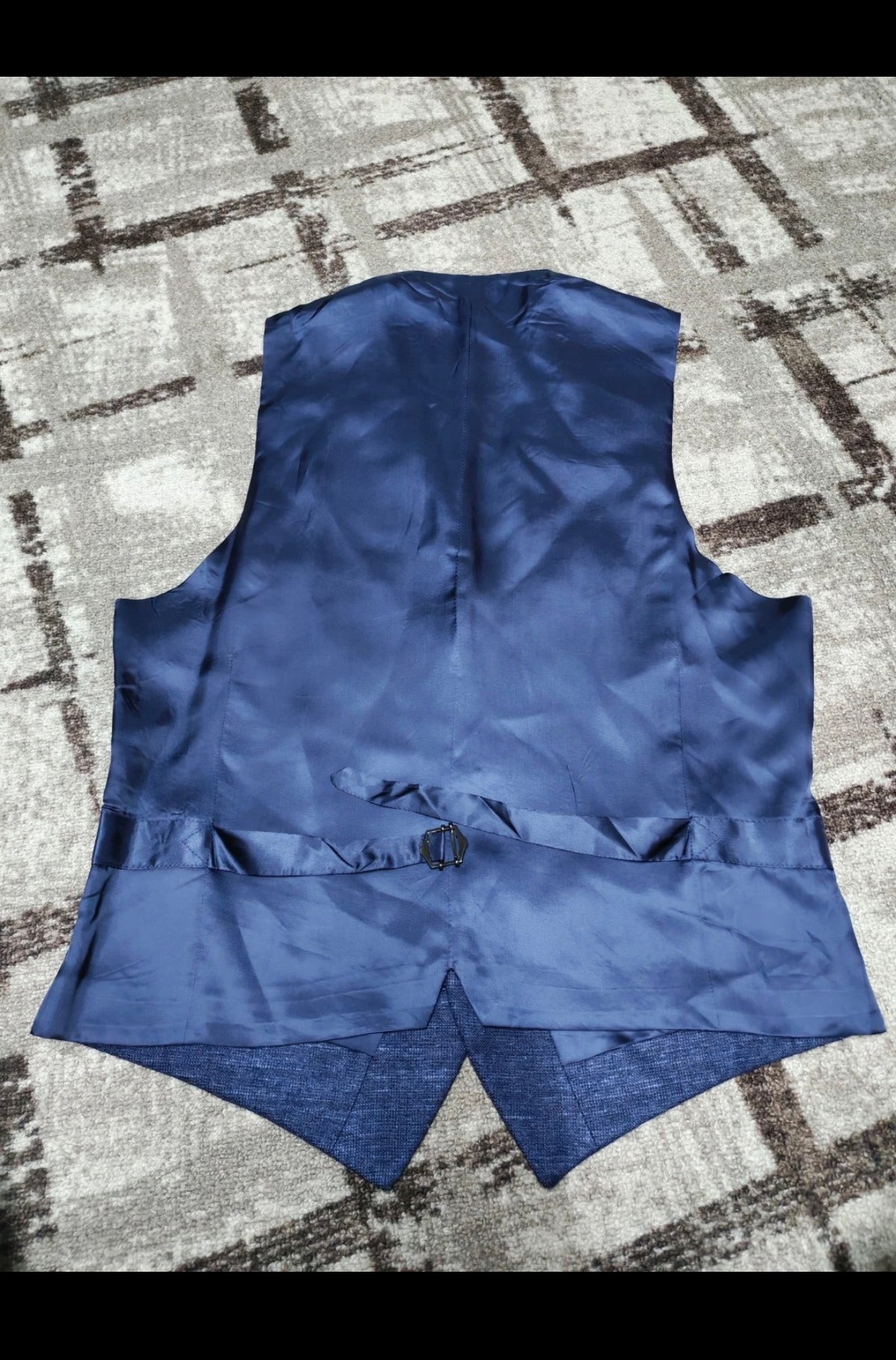 Suitsupply Lazio cloth E. THOMAS Wool Silk Linen blue slim 3 piece suit 36R 38R