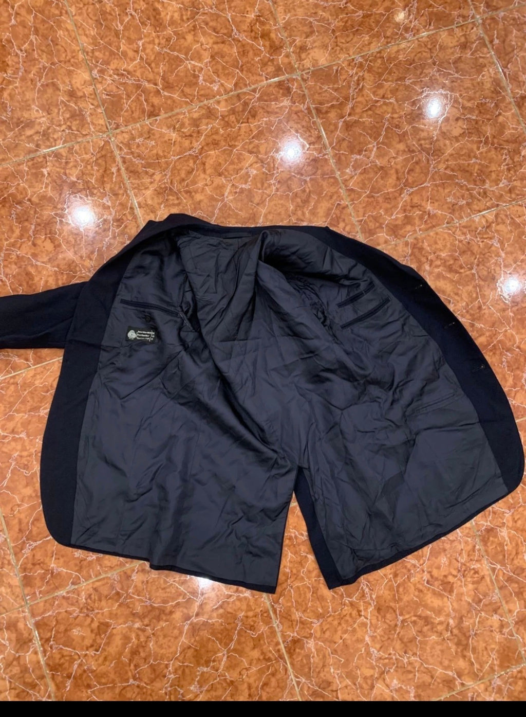 1970s Vintage pure wool classic silver button navy jacket blazer 38R