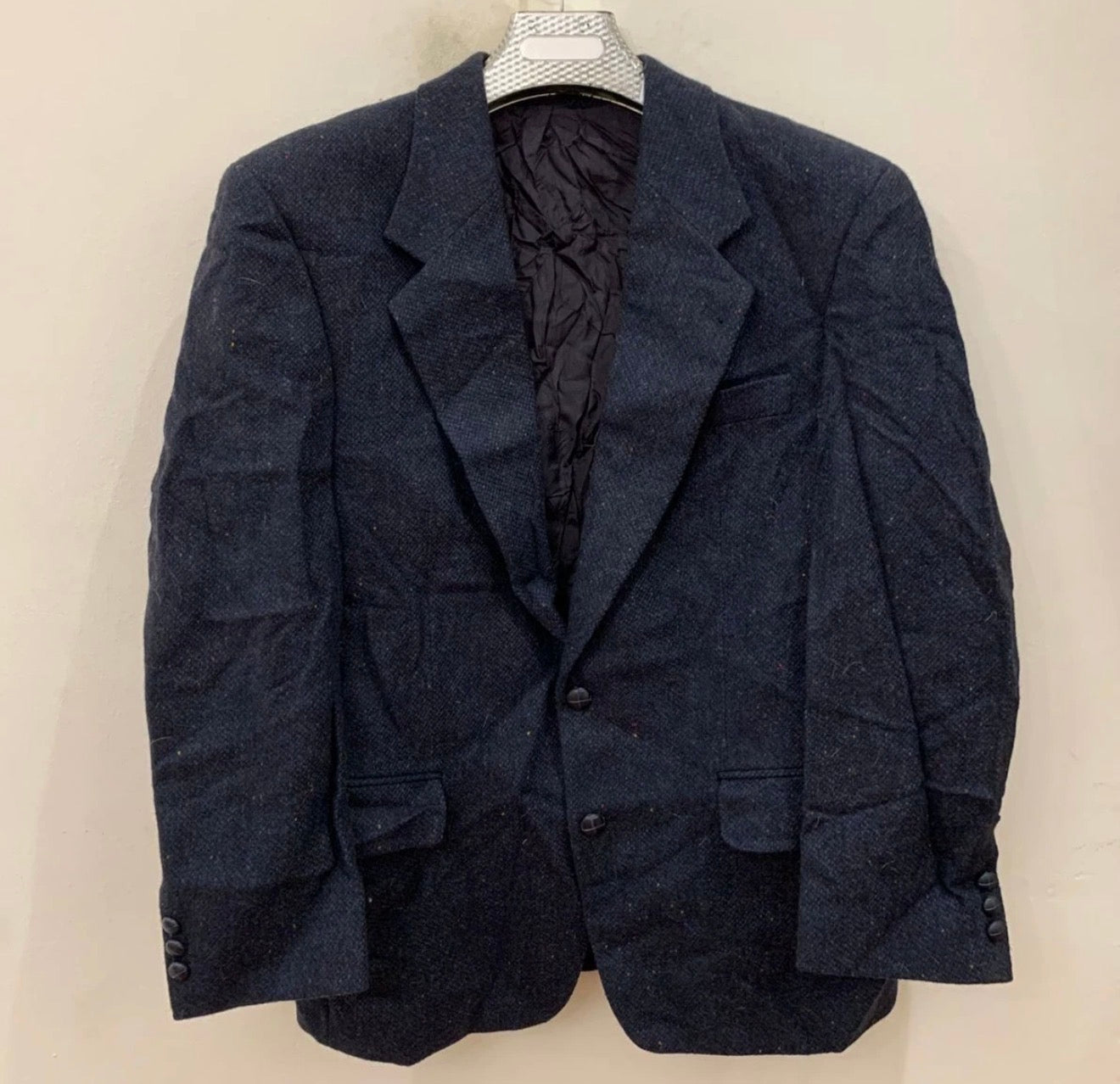 Vintage Canda pure wool handwoven Tweed navy hunting jacket blazer 42R 42S