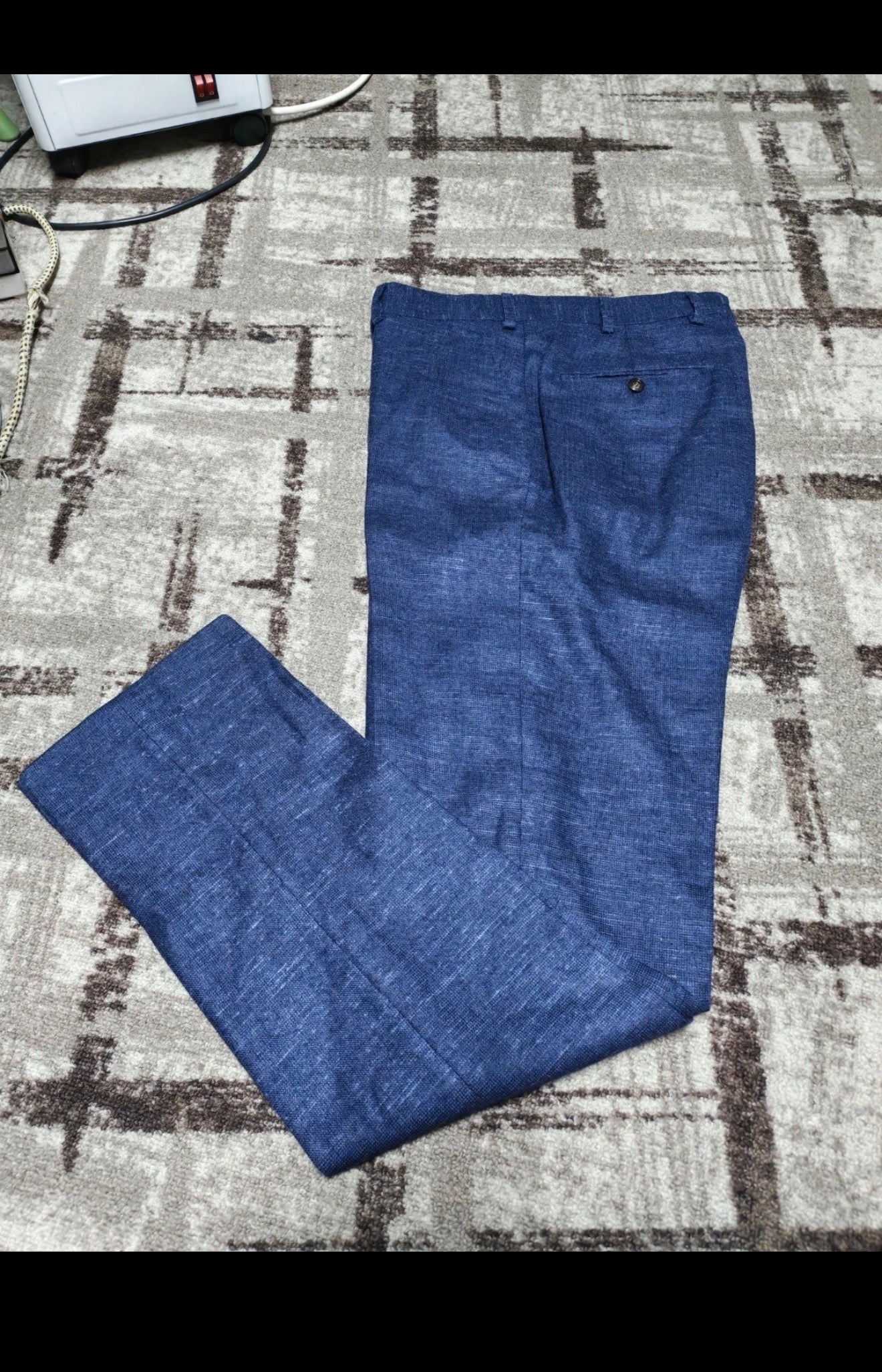 Suitsupply Lazio cloth E. THOMAS Wool Silk Linen blue slim 3 piece suit 36R 38R
