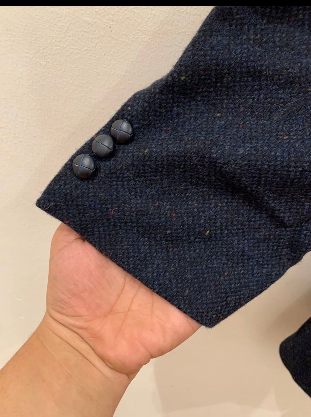 Vintage Canda pure wool handwoven Tweed navy hunting jacket blazer 42R 42S
