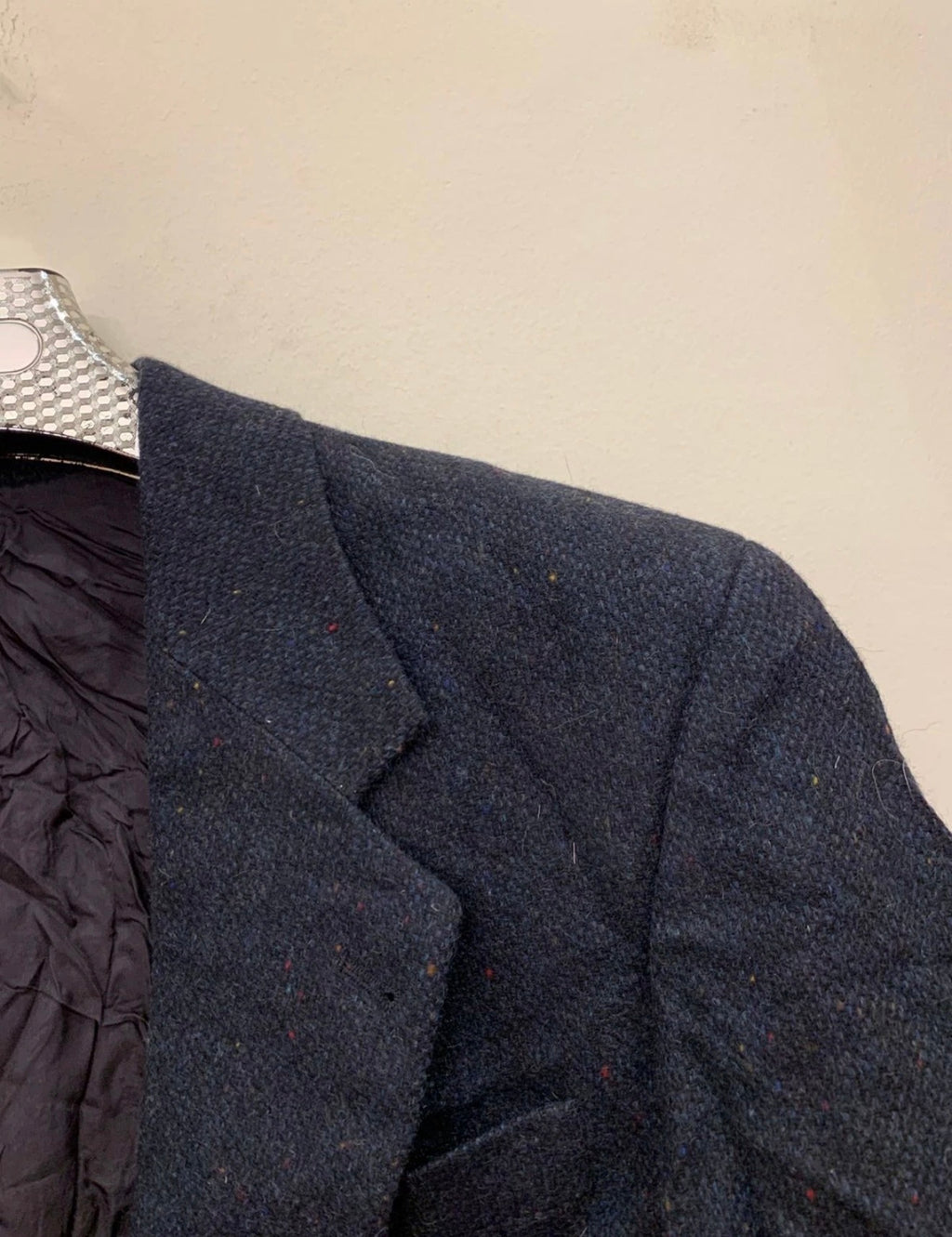 Vintage Canda pure wool handwoven Tweed navy hunting jacket blazer 42R 42S