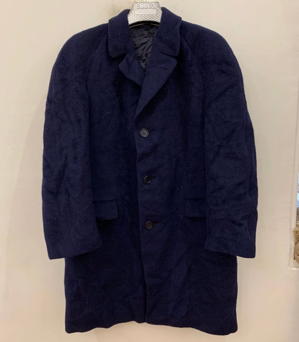 1970s Vintage Alpaca wool classic Raglan navy top over coat 44R