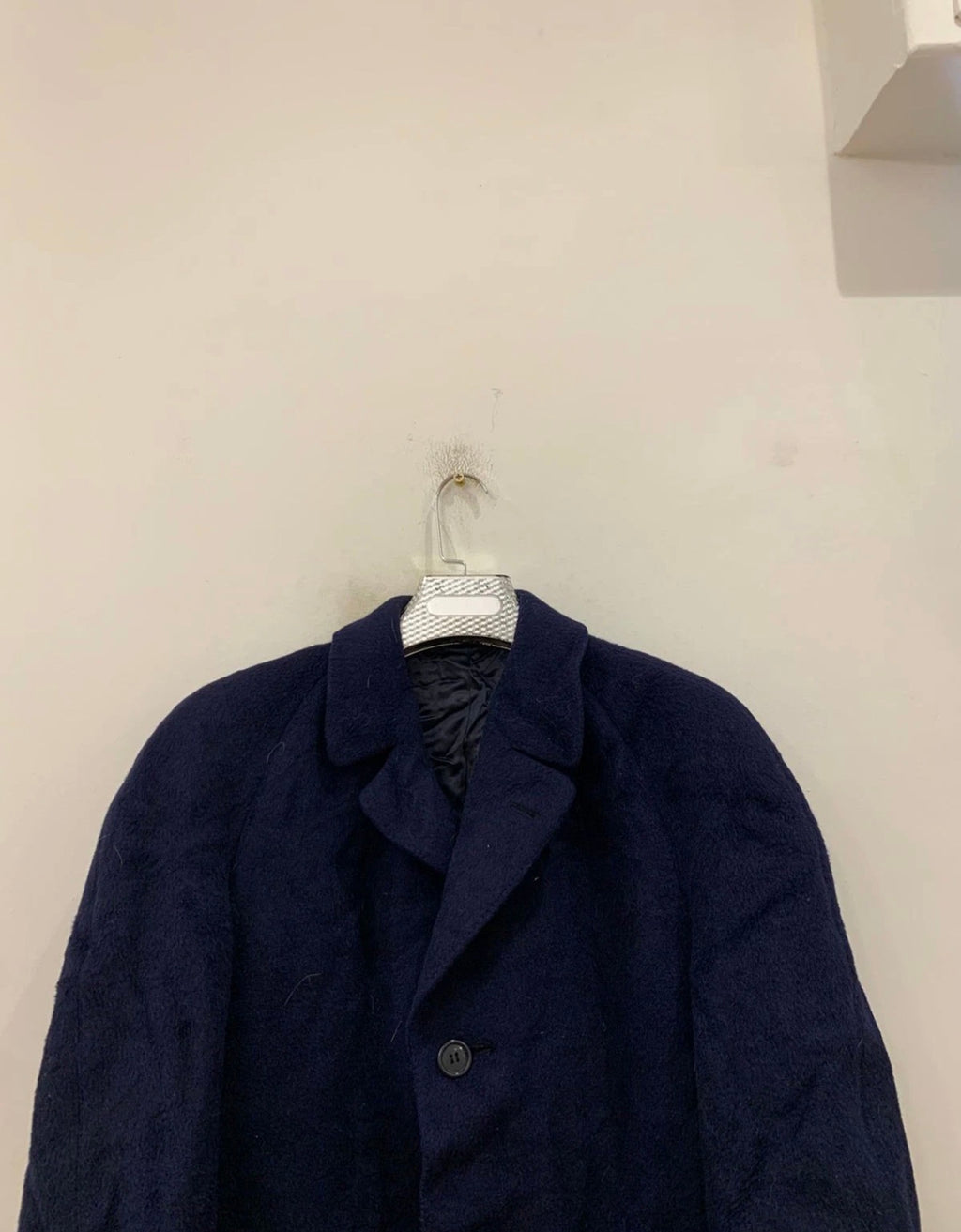 1970s Vintage Alpaca wool classic Raglan navy top over coat 44R