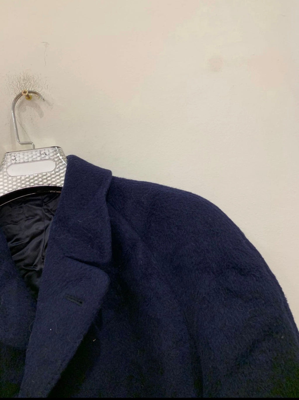 1970s Vintage Alpaca wool classic Raglan navy top over coat 44R