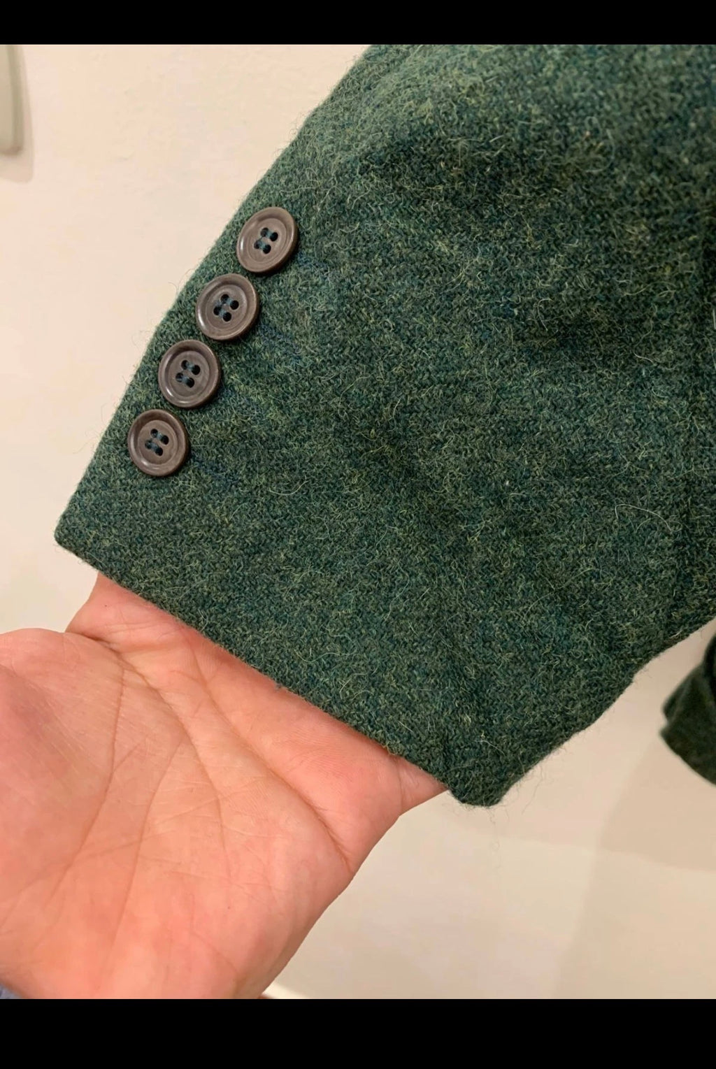 Vintage Alpaca wool handwoven tweed green classic unique jacket blazer 42R