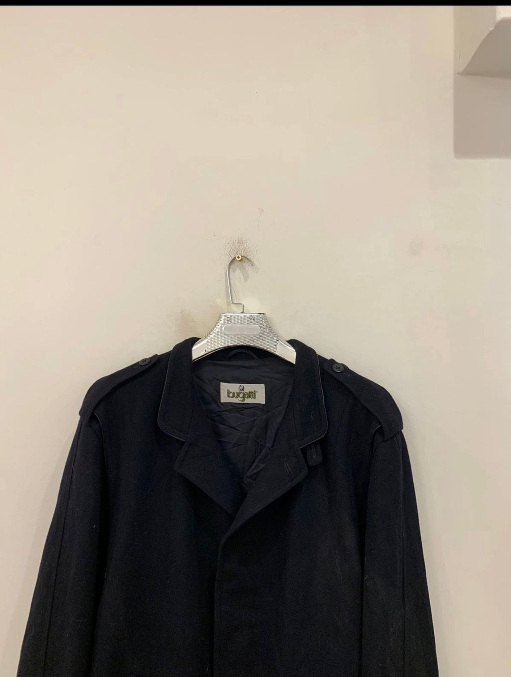 Vintage Bugatti pure wool belted navy classic Loden over coat 48R XL