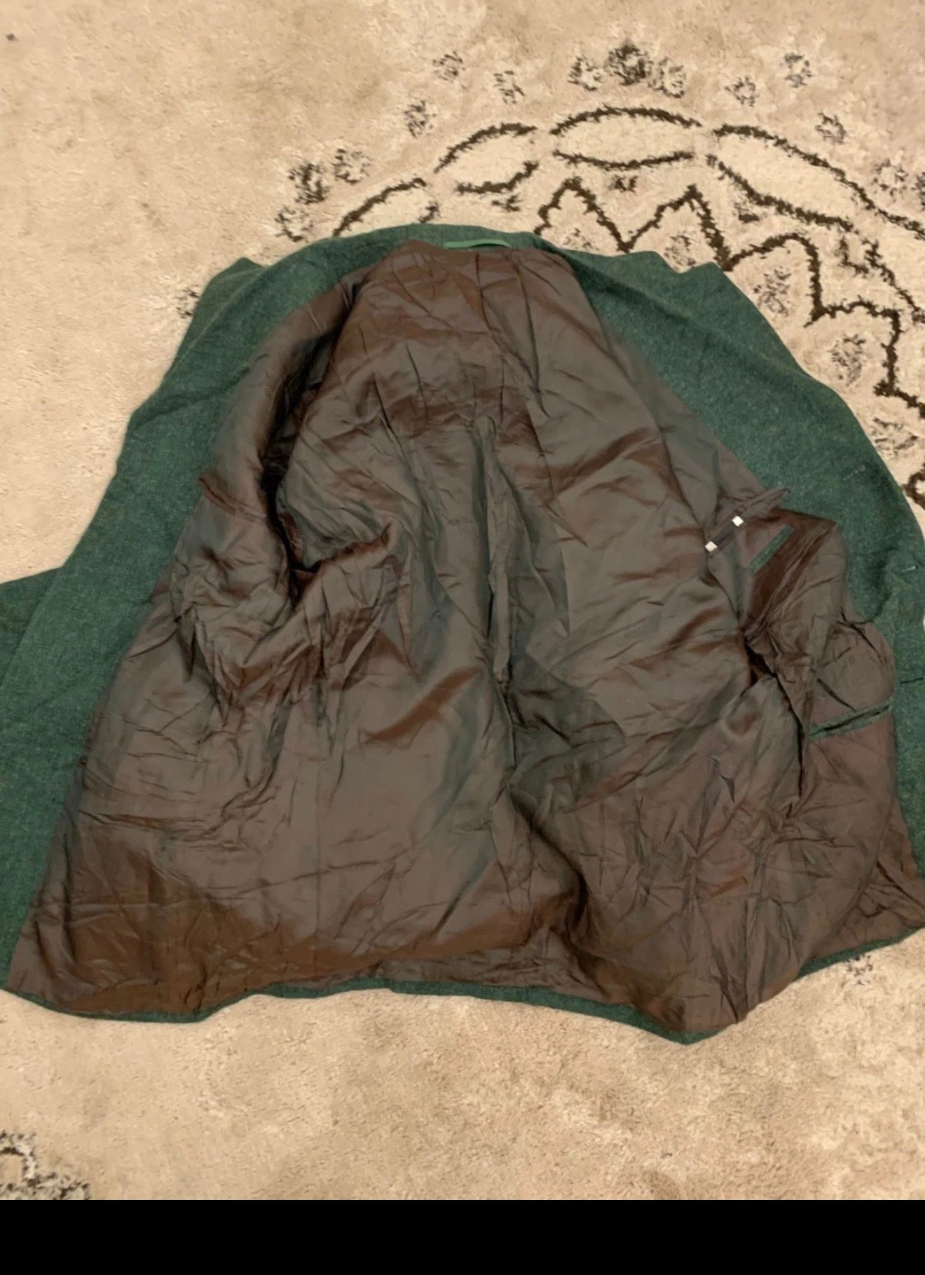 Vintage Alpaca wool handwoven tweed green classic unique jacket blazer 42R