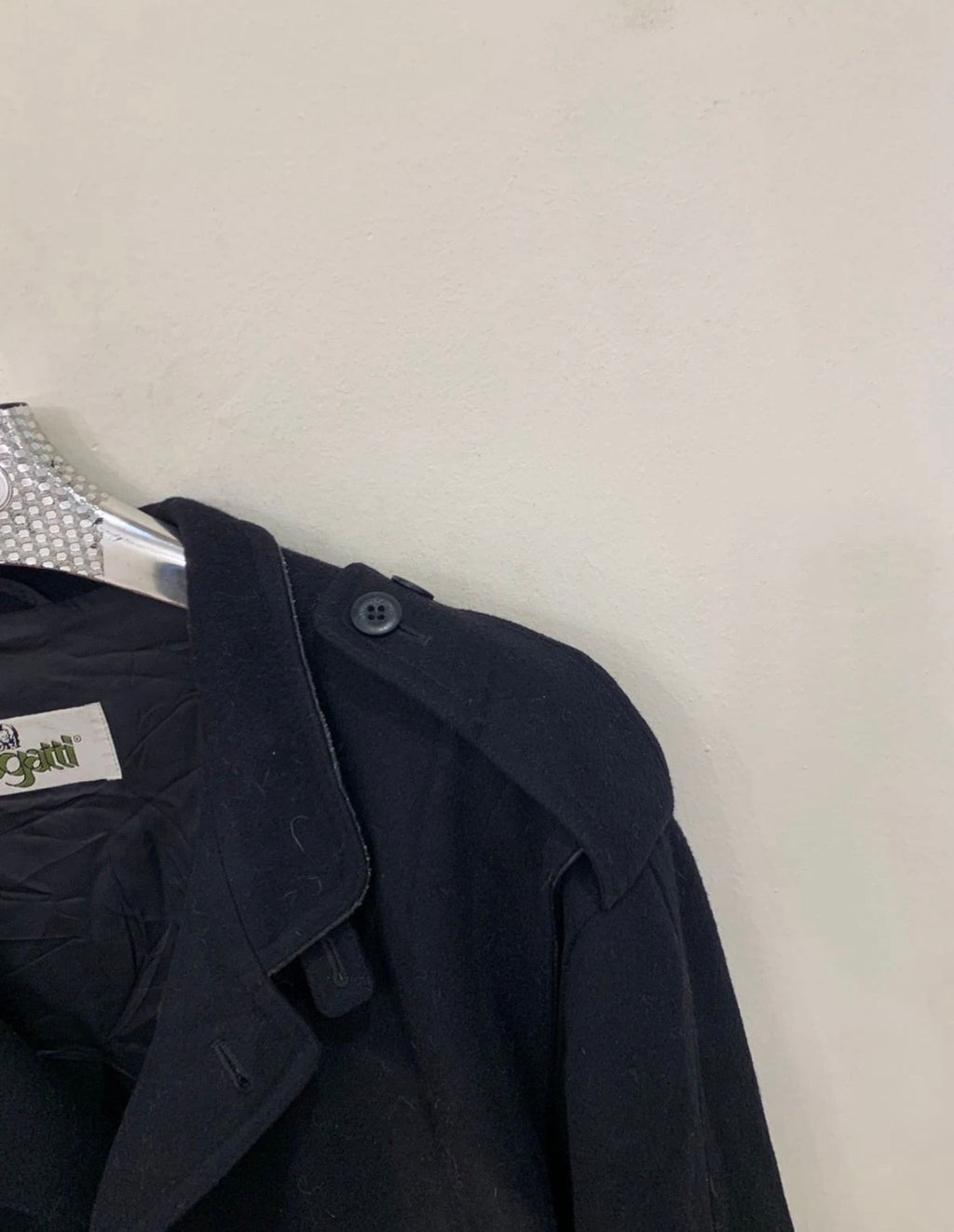Vintage Bugatti pure wool belted navy classic Loden over coat 48R XL