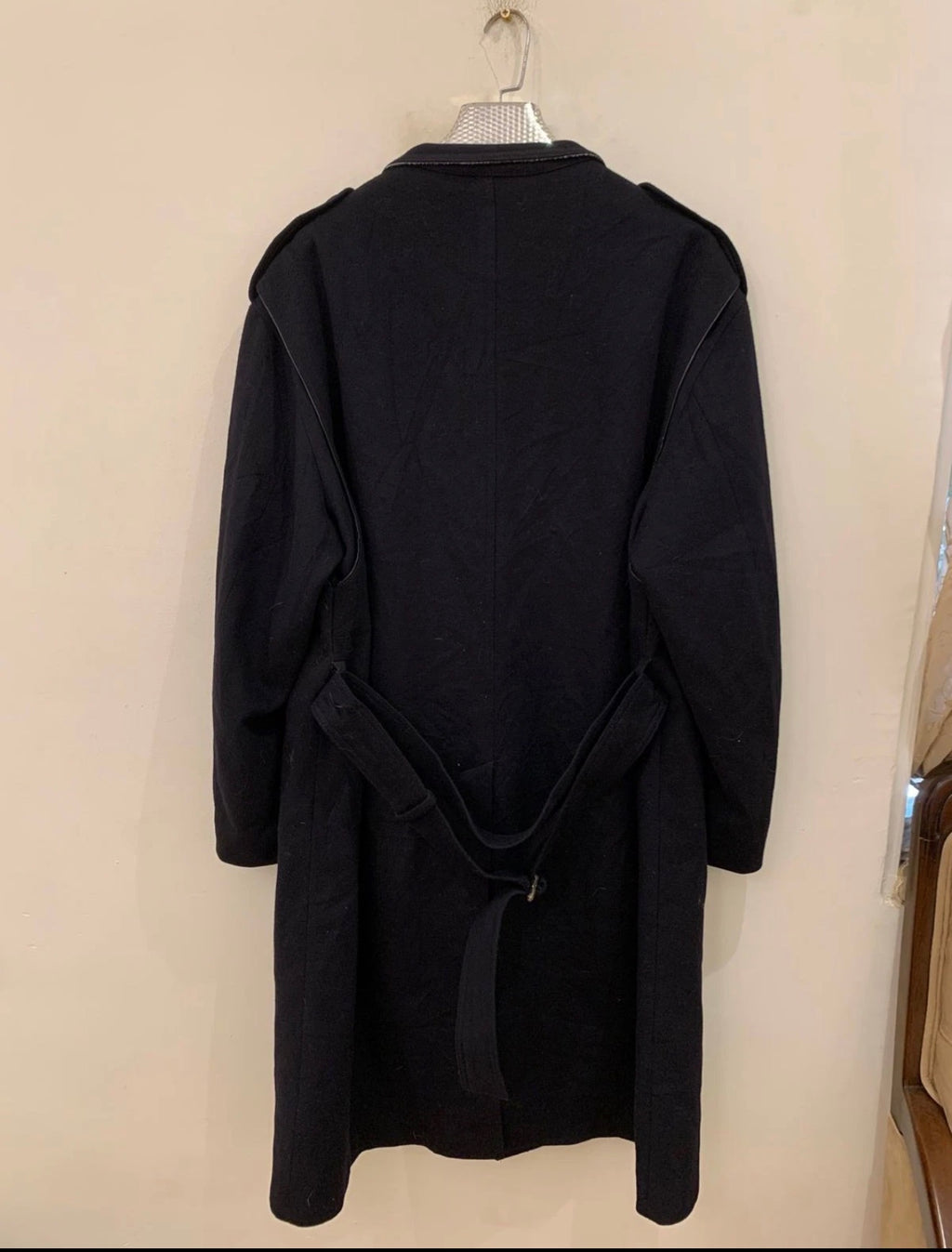 Vintage Bugatti pure wool belted navy classic Loden over coat 48R XL