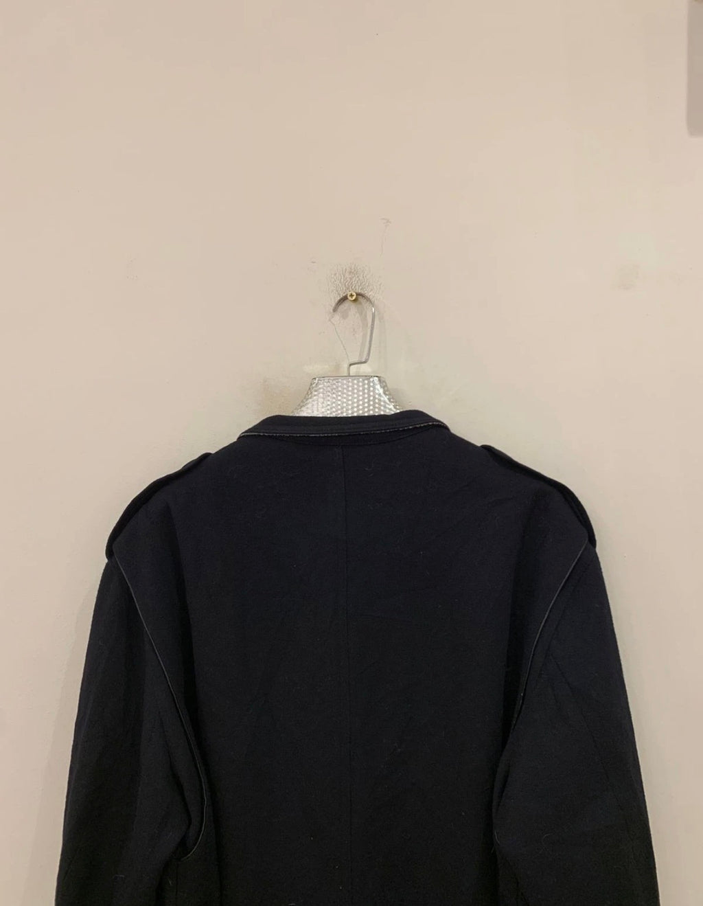 Vintage Bugatti pure wool belted navy classic Loden over coat 48R XL