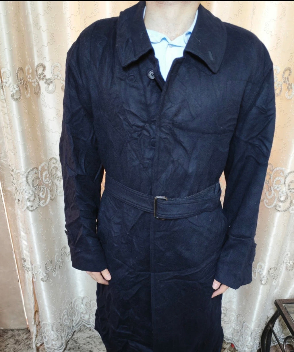 Vintage Commander classic 100% pure wool navy belted over coat 46R XL