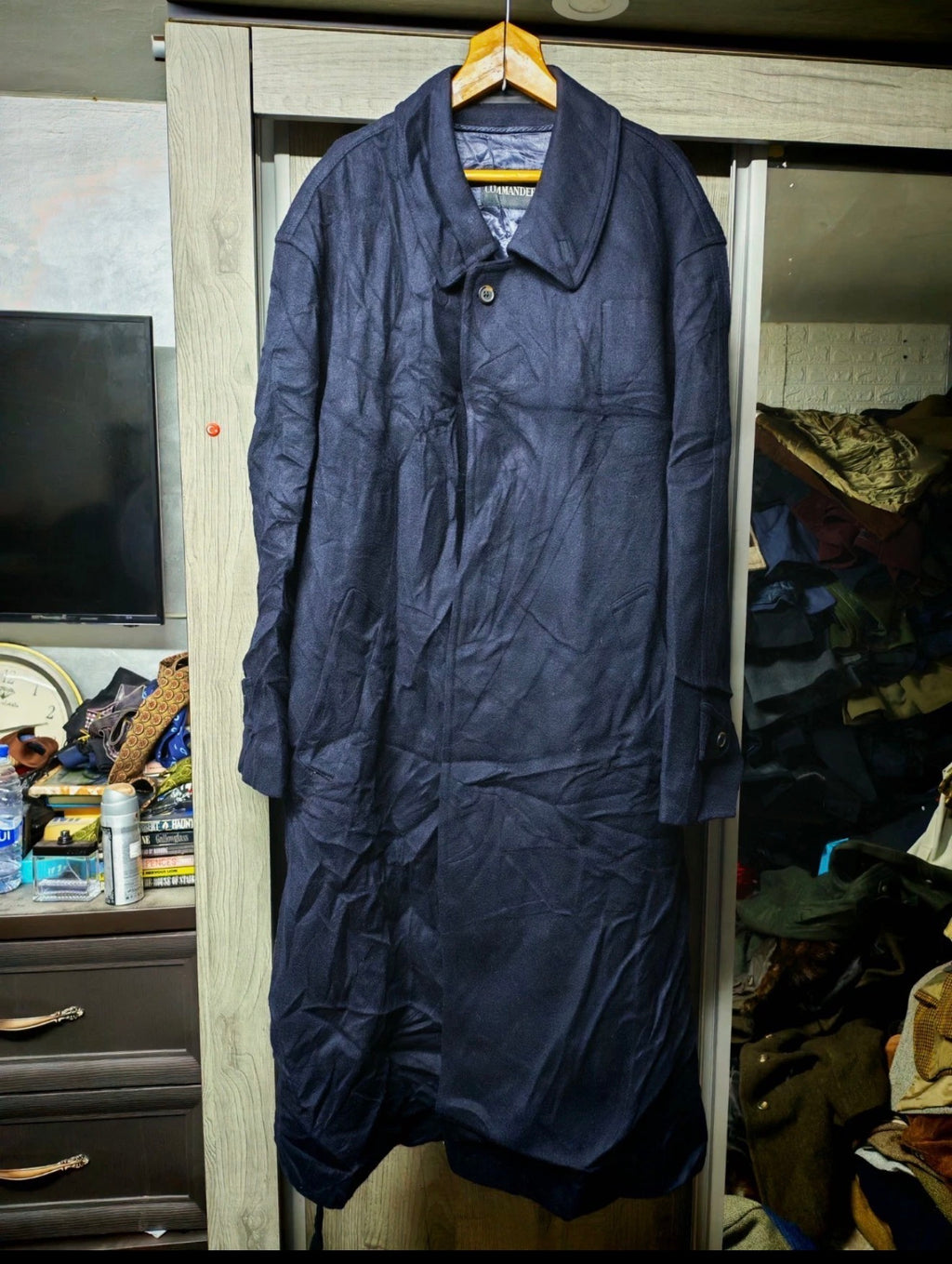Vintage Commander classic 100% pure wool navy belted over coat 46R XL