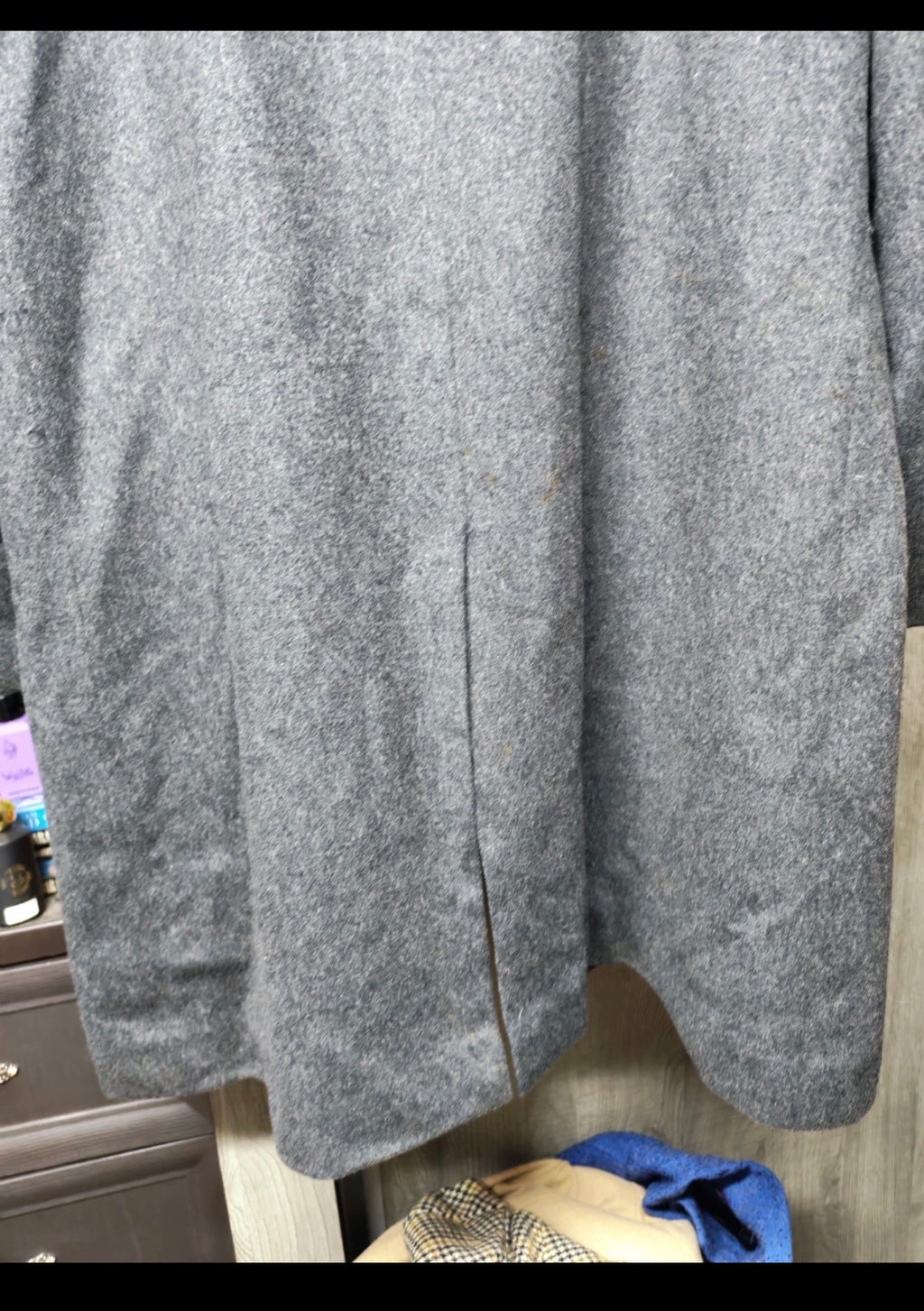 1970s Vintage pure wool classic charcoal raglan over coat 46R 46S XL
