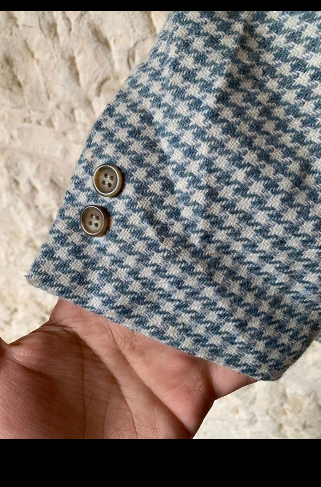 Vintage wool mohair blend tweed houndstooth hunting jacket blazer 46R 46L XL