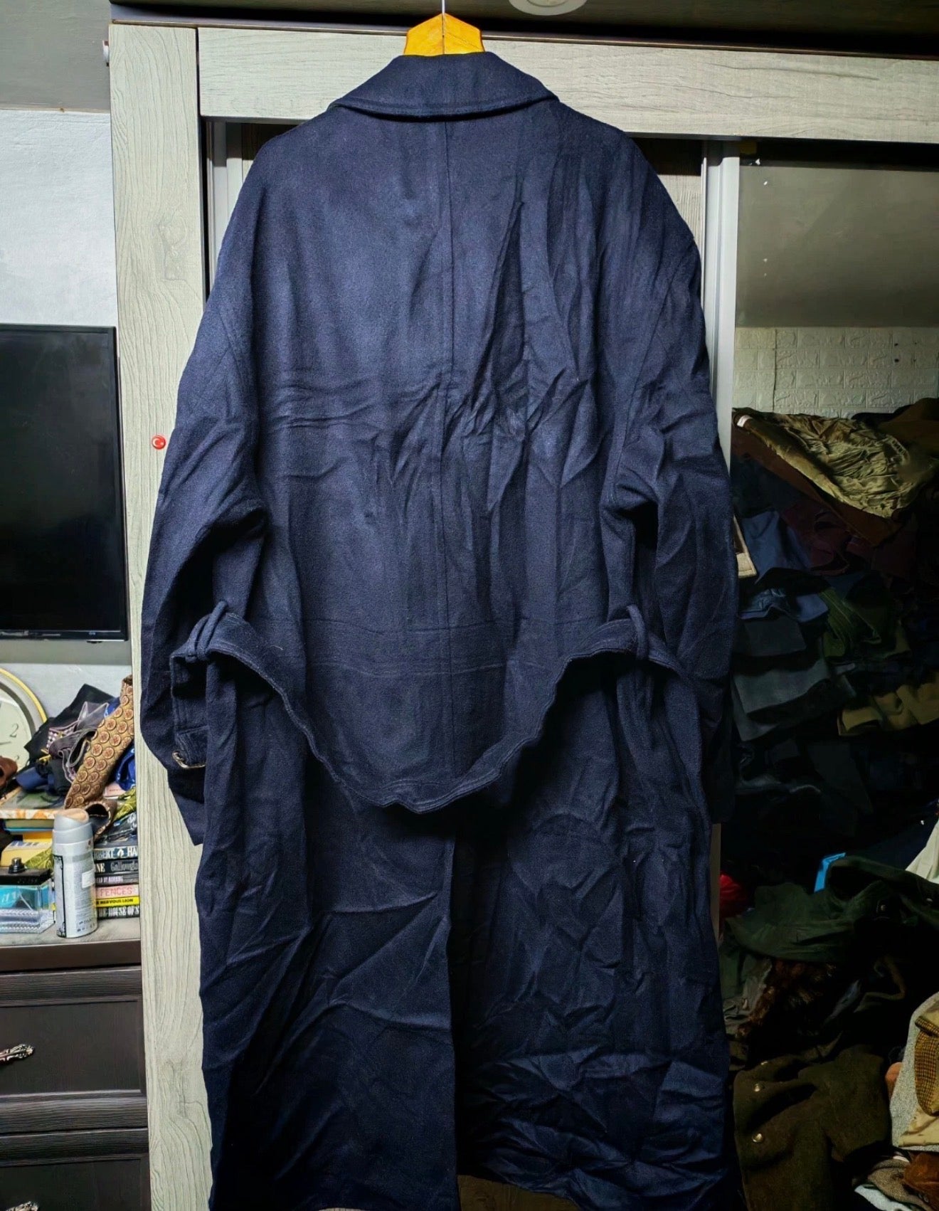 Vintage Commander classic 100% pure wool navy belted over coat 46R XL