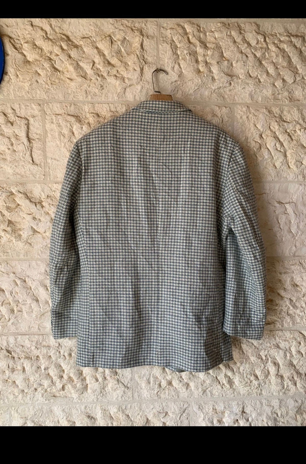 Vintage wool mohair blend tweed houndstooth hunting jacket blazer 46R 46L XL