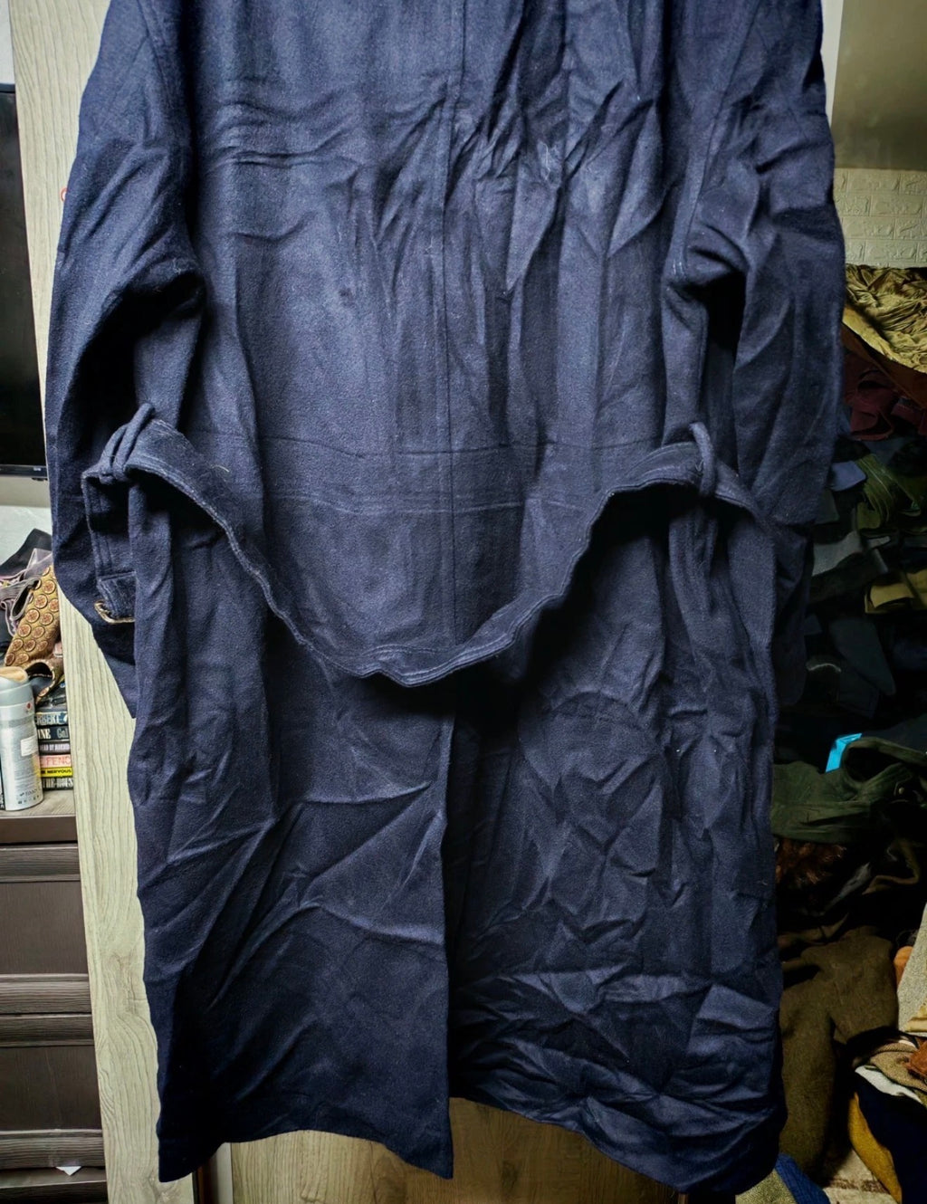 Vintage Commander classic 100% pure wool navy belted over coat 46R XL