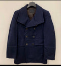 Classic woollen wool double breasted belted navy pea over coat 38R