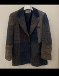 Vintage pure wool handwoven tweed patch works Suede collar jacket blazer 38 M 8