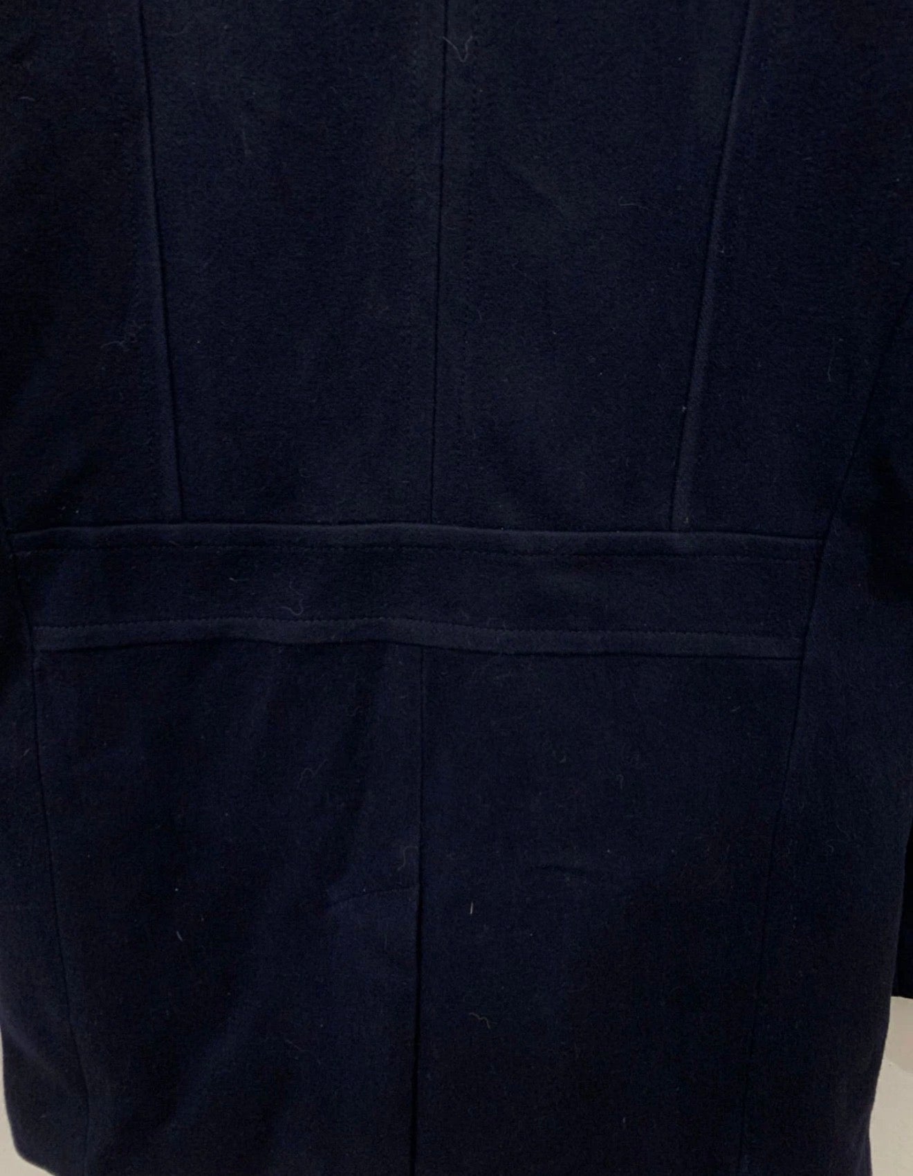 Classic woollen wool double breasted belted navy pea over coat 38R