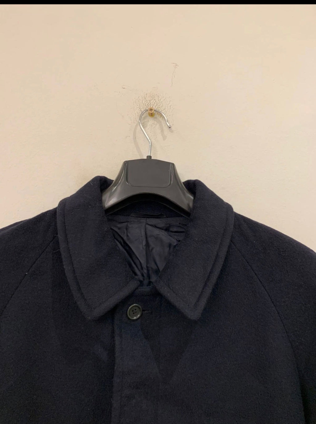 Vintage Bianchi Wool Cashmere blend navy belted raglan classic over coat 42R