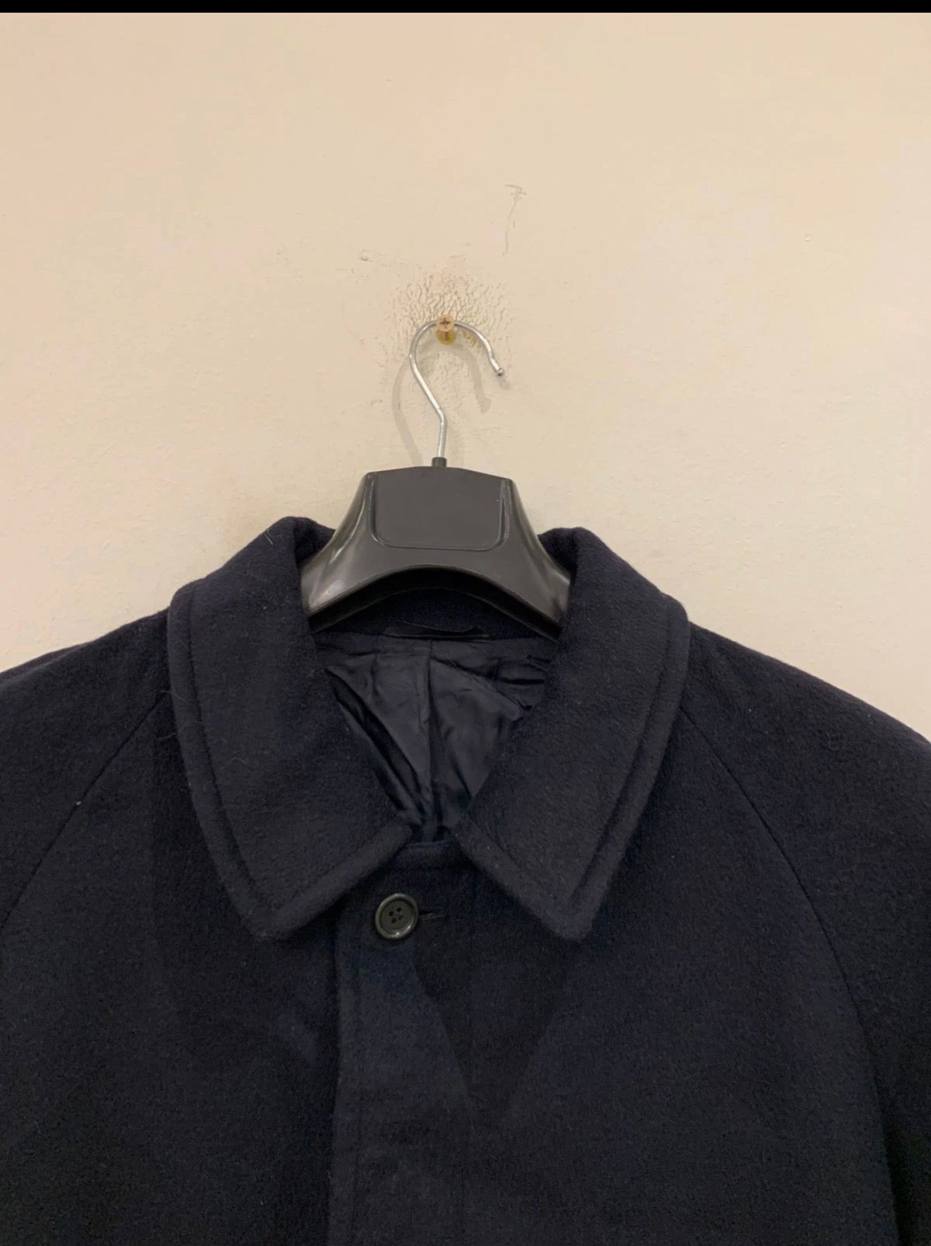 Vintage Bianchi Wool Cashmere blend navy belted raglan classic over coat 42R