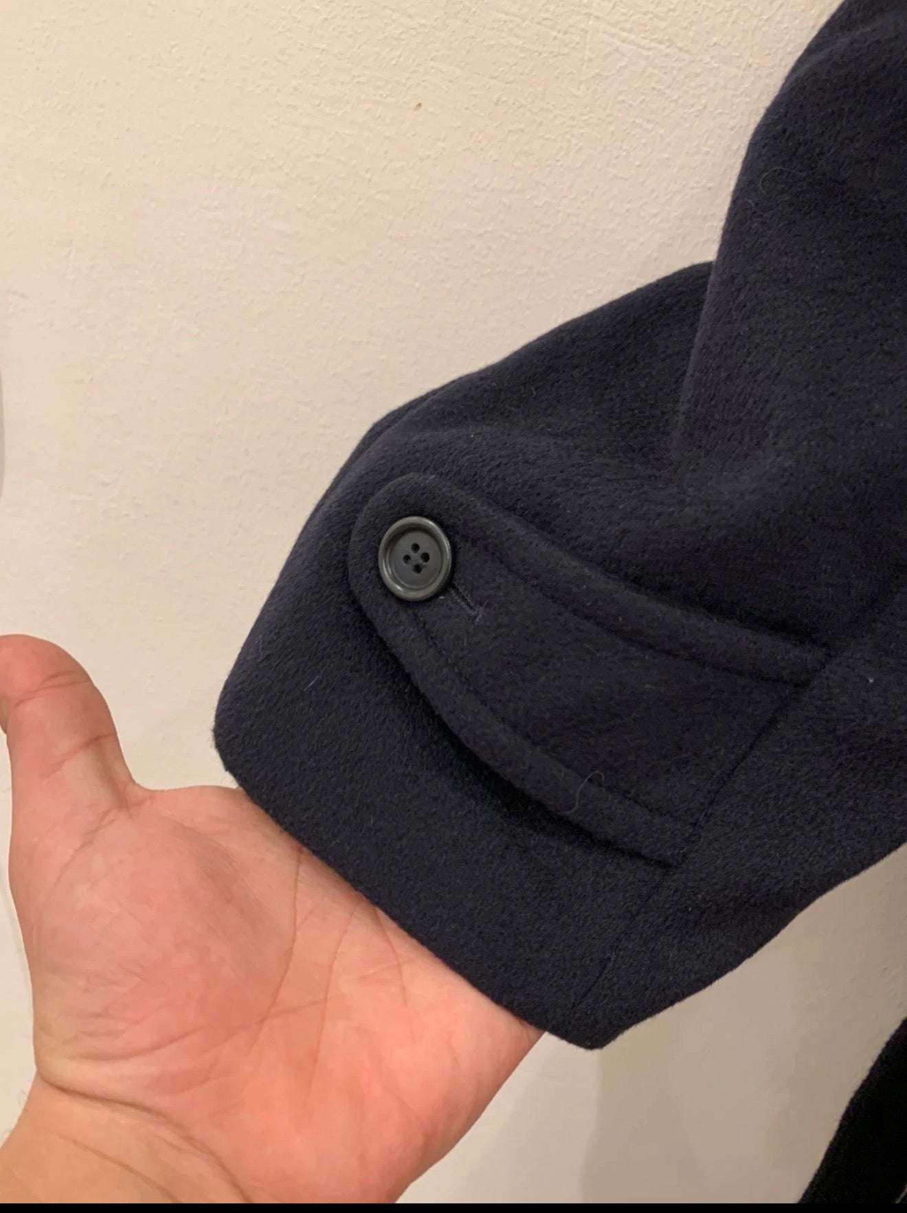 Vintage Bianchi Wool Cashmere blend navy belted raglan classic over coat 42R