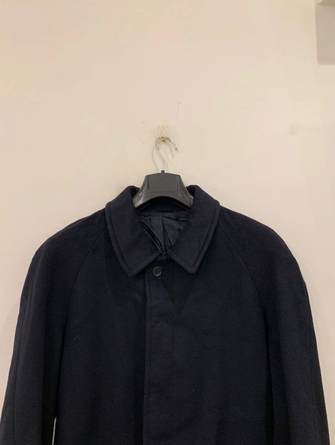 Vintage Bianchi Wool Cashmere blend navy belted raglan classic over coat 42R