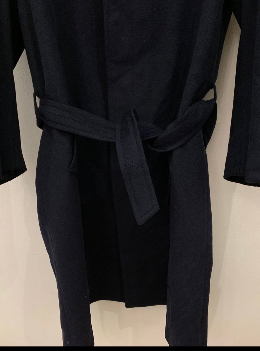 Vintage Bianchi Wool Cashmere blend navy belted raglan classic over coat 42R