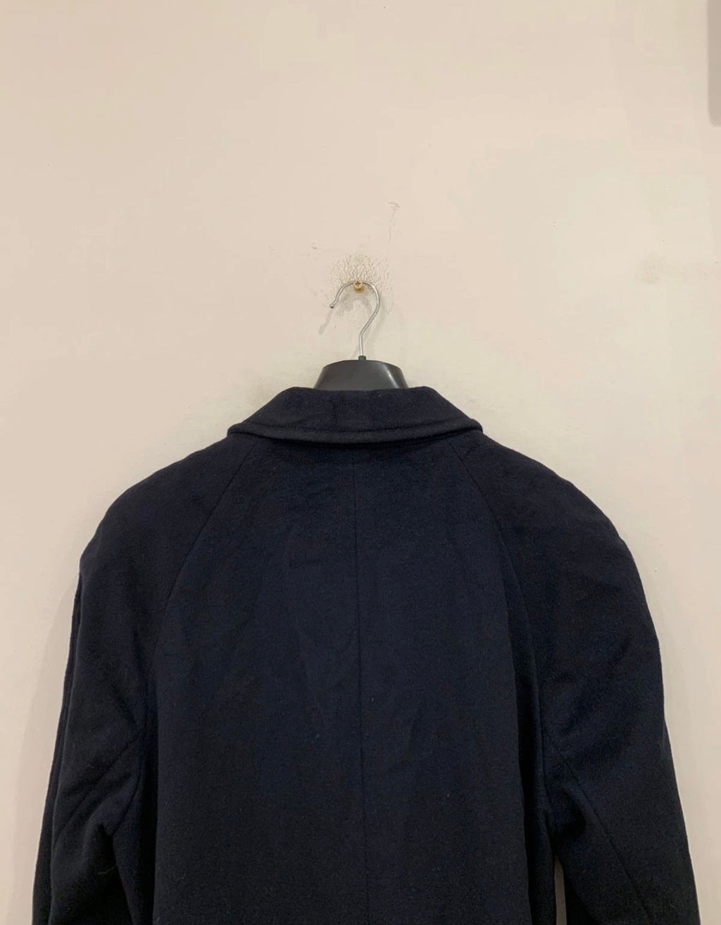 Vintage Bianchi Wool Cashmere blend navy belted raglan classic over coat 42R