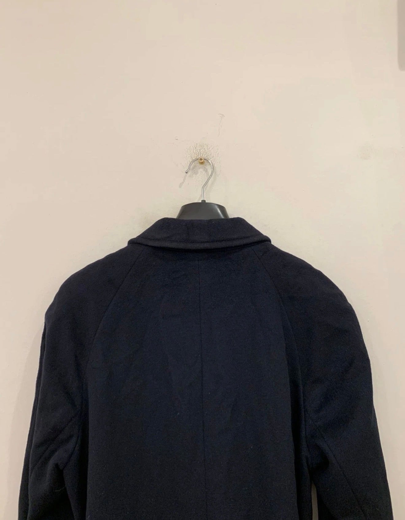 Vintage Bianchi Wool Cashmere blend navy belted raglan classic over coat 42R